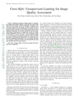 Cross-IQA: Unsupervised Learning for Image Quality Assessment