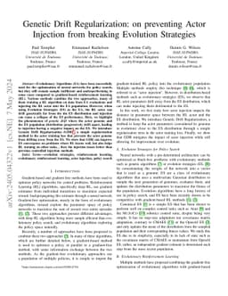 Genetic Drift Regularization: on preventing Actor Injection from
  breaking Evolution Strategies