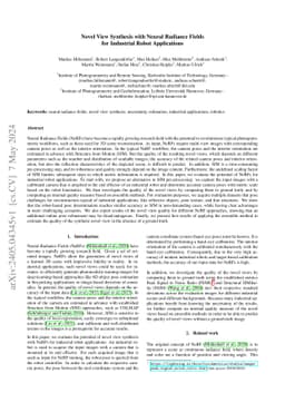 Novel View Synthesis with Neural Radiance Fields for Industrial Robot
  Applications