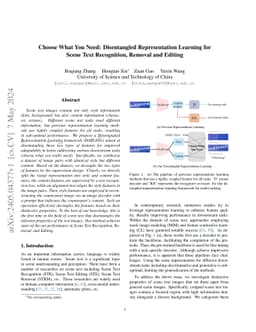 Choose What You Need: Disentangled Representation Learning for Scene
  Text Recognition, Removal and Editing