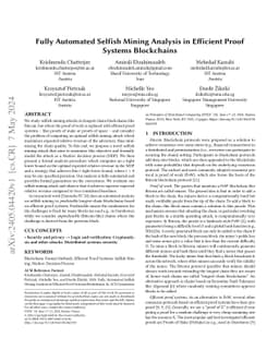 Fully Automated Selfish Mining Analysis in Efficient Proof Systems
  Blockchains