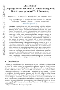 ChatHuman: Language-driven 3D Human Understanding with
  Retrieval-Augmented Tool Reasoning