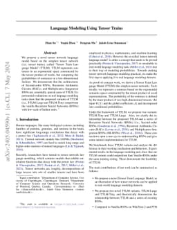Language Modeling Using Tensor Trains