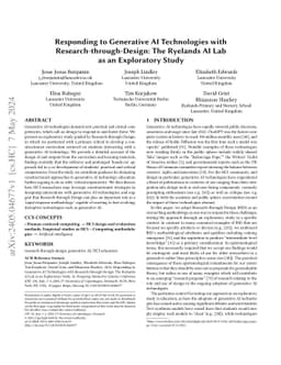 Responding to Generative AI Technologies with Research-through-Design:
  The Ryelands AI Lab as an Exploratory Study