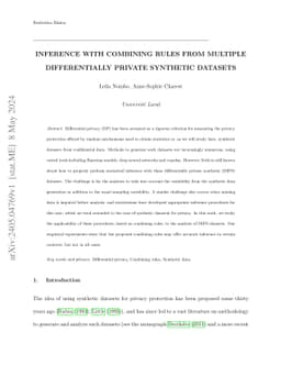 Inference With Combining Rules From Multiple Differentially Private
  Synthetic Datasets
