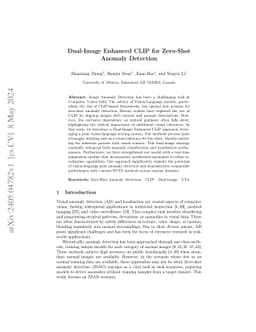 Dual-Image Enhanced CLIP for Zero-Shot Anomaly Detection