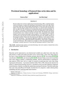 Persistent homology of featured time series data and its applications