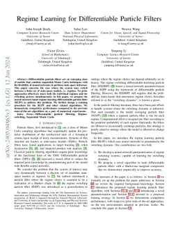 Regime Learning for Differentiable Particle Filters