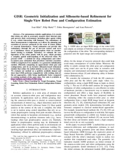 GISR: Geometric Initialization and Silhouette-based Refinement for
  Single-View Robot Pose and Configuration Estimation
