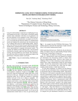 Improving Long Text Understanding with Knowledge Distilled from
  Summarization Model