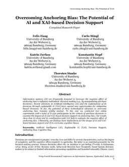 Overcoming Anchoring Bias: The Potential of AI and XAI-based Decision
  Support