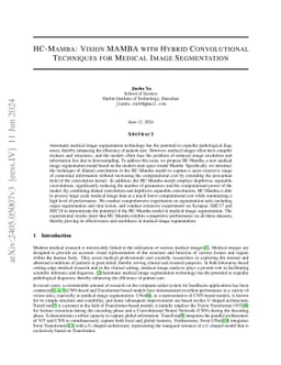HC-Mamba: Vision MAMBA with Hybrid Convolutional Techniques for Medical
  Image Segmentation
