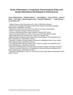 Seeds of Stereotypes: A Large-Scale Textual Analysis of Race and Gender
  Associations with Diseases in Online Sources