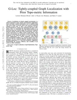 G-Loc: Tightly-coupled Graph Localization with Prior Topo-metric
  Information