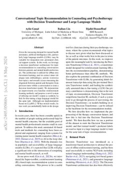 Conversational Topic Recommendation in Counseling and Psychotherapy with
  Decision Transformer and Large Language Models