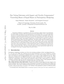 Fair Voting Outcomes with Impact and Novelty Compromises? Unraveling
  Biases of Equal Shares in Participatory Budgeting