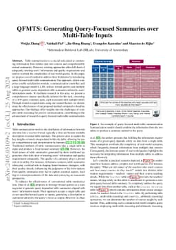 QFMTS: Generating Query-Focused Summaries over Multi-Table Inputs
