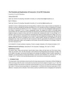 The Potential and Implications of Generative AI on HCI Education