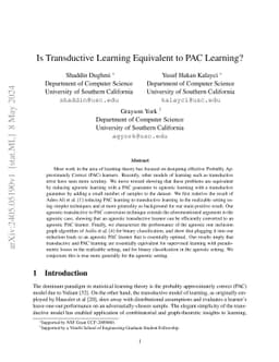 Is Transductive Learning Equivalent to PAC Learning?