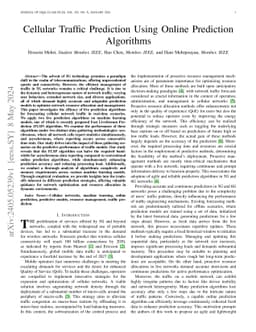 Cellular Traffic Prediction Using Online Prediction Algorithms