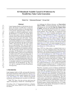 KV-Runahead: Scalable Causal LLM Inference by Parallel Key-Value Cache
  Generation