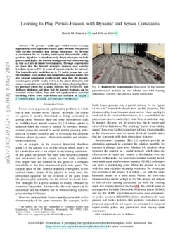 Learning to Play Pursuit-Evasion with Dynamic and Sensor Constraints