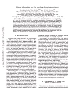 Mutual information and the encoding of contingency tables