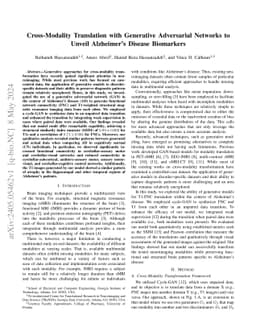 Cross-Modality Translation with Generative Adversarial Networks to
  Unveil Alzheimer's Disease Biomarkers