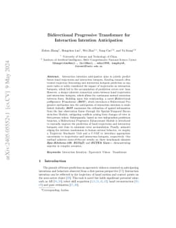 Bidirectional Progressive Transformer for Interaction Intention
  Anticipation