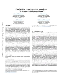 Can We Use Large Language Models to Fill Relevance Judgment Holes?