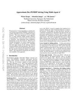 Approximate Dec-POMDP Solving Using Multi-Agent A*