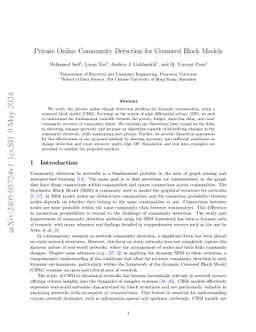 Private Online Community Detection for Censored Block Models