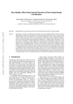 How Quality Affects Deep Neural Networks in Fine-Grained Image
  Classification