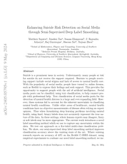 Enhancing Suicide Risk Detection on Social Media through Semi-Supervised
  Deep Label Smoothing