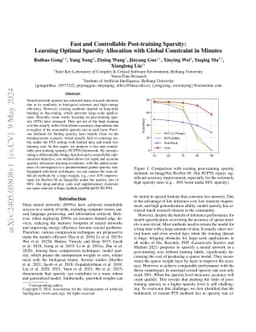Fast and Controllable Post-training Sparsity: Learning Optimal Sparsity
  Allocation with Global Constraint in Minutes