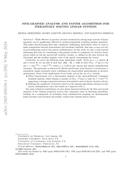 Fine-grained Analysis and Faster Algorithms for Iteratively Solving
  Linear Systems