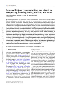 Learned feature representations are biased by complexity, learning
  order, position, and more