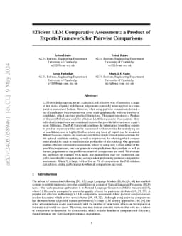 Efficient LLM Comparative Assessment: a Product of Experts Framework for
  Pairwise Comparisons