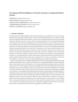 Leveraging Artificial Intelligence to Promote Awareness in Augmented
  Reality Systems