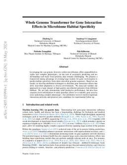 Whole Genome Transformer for Gene Interaction Effects in Microbiome Habitat Specificity