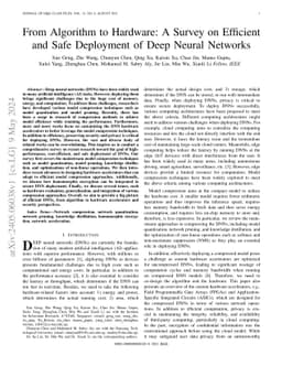 From Algorithm to Hardware: A Survey on Efficient and Safe Deployment of
  Deep Neural Networks