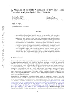 A Mixture-of-Experts Approach to Few-Shot Task Transfer in Open-Ended
  Text Worlds