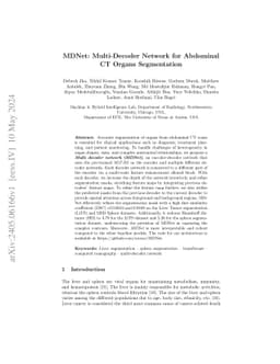 MDNet: Multi-Decoder Network for Abdominal CT Organs Segmentation