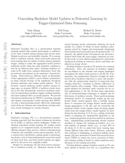 Concealing Backdoor Model Updates in Federated Learning by
  Trigger-Optimized Data Poisoning