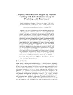 Aligning Tutor Discourse Supporting Rigorous Thinking with Tutee Content
  Mastery for Predicting Math Achievement