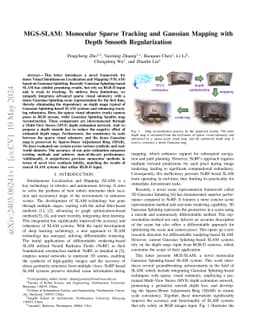 MGS-SLAM: Monocular Sparse Tracking and Gaussian Mapping with Depth
  Smooth Regularization