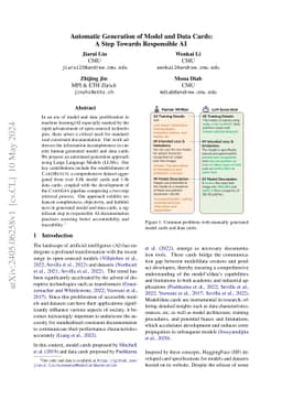 Automatic Generation of Model and Data Cards: A Step Towards Responsible
  AI