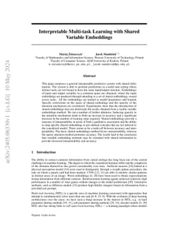 Interpretable Multi-task Learning with Shared Variable Embeddings