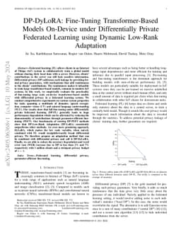 DP-DyLoRA: Fine-Tuning Transformer-Based Models On-Device under Differentially Private Federated Learning using Dynamic Low-Rank Adaptation