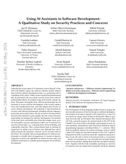 Using AI Assistants in Software Development: A Qualitative Study on
  Security Practices and Concerns
